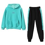 Amur Leopard Mädchen Jogginganzug Trainingsanzug Bekleidungsset 2tlg Kinder Sportanzug Freizeitanzug Sweatjacke & Jogginghose, Grün, 160/11-12 Jahre