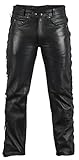 MDM Lederjeans Lederhose Bikerjeans Rockerjeans Motorradhose seitlich geschürt schwarz (40)