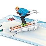 papercrush® Pop-Up Karte Skifahrer - Lustige Gutscheinkarte für Männer zum Skifahren & Skiurlaub, 3D Gutschein für Skipass & Skikurs, Handgemachte Ski Geschenkkarte, Winter Geburtstagskarte für Freund