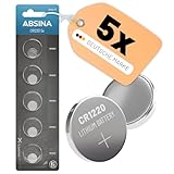 ABSINA CR1220 Knopfzelle 3V Lithium 5er Pack - Batterie CR 1220 auslaufsicher & Lange Haltbarkeit - CR 1220 3 Volt für Autoschlüssel, Uhr UVM - CR 1220 Batterien, CR 1220 Lithium Batterien