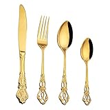 Warmhm 1Satz Besteckset Für Personen Europäisches Design Mit Steakmesser Und Gabeln Hochwertiges Serviergeräte Goldfarbene