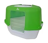 Catit Katzentoilette mit Abdeckung für Katzen, Ecktoilette, 56 x 45 x 43,5cm, grün
