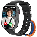Smartwatch für Kinder, 4G GPS Kinder Smartwatch Uhr Telefon Videoanruf und Voice Chat, SMS WiFi, SOS Sport Schrittzähler Wecker Spiele, Kindergeschenke Armbanduhr Uhr für ab 4 Jahren, Schwarz