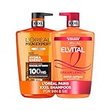 L'Oréal Paris XXXL Pflege-Set für Ihn und Sie: Men Expert Hydra Energy Duschgel – Frische und Reinigung, Elvital Dream Length Shampoo – Stärkende Aufbaupflege, Amazon Exklusiv, 2 x 1000 ml