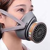 8 ni 1 Atemschutzmaske Gase Dämpfe | Gasmaske für Lackier, Feinstaub, Arbeitein, Schleifen | Staubmasken, Handschuhe, Schutzbrille, Patronen und Staubfilter,10 x Filterwatte