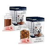 ECO WOOF Fisch Hundeleckerli | 100% Wels Mix Chips + Crispy Bars | 12 x 125g | Hypoallergen | Single-Protein | Getreidefrei | Hunde Snack mit Omega 3 & Kollagen | Ideal für empfindliche Hunde
