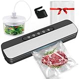 Raycial Vakuumiergerät 7 in 1, Vakuumierer für kontinuierliches Arbeiten mit hoher Geschwindigkeit, Vakuumiergerät für Lebensmittel mit 10 Vakuumier-Beutel und Schlauch