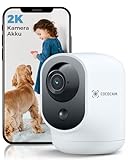 COCOCAM 2K Überwachungskamera Innen WLAN mit 5200mAh Akku, kabelloser 355°P 90°T, Baby Monitor Haustierkamera Altenpflege, KI-Erkennung, PIR-Personenerkennung, 2,4G WLAN (1, Weiß)