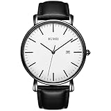 BUREI Herren Uhren Ultra Dünne Minimalistische Quarzuhr mit Datumsanzeige für Damen und Herren Classic Design Geschenke für Männer