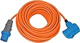 Brennenstuhl Camping CEE-Verlängerungskabel mit CEE-Stecker und Winkelkupplung inkl. Schutzkontakt-Kombisteckdose (25m Kabel in orange, 230V/16A, Einsatz im Außenbereich, Made in Germany)