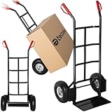tectake® Sackkarre mit Ladeschaufel, Sackrodel mit Stahlrahmen, Räder Gummi-Luftbereifung, belastbar bis 200 kg, Transporter für Getränkekisten, für Umzug, Waschmaschine - schwarz