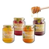 BAVAREGOLA Honig Vorteilsset 4x500g Glas - natürlicher, roher Honig aus Südtirol