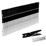50 x Wäscheklammern stabil aus Kunststoff VonBueren | schwarz und weiß | aus 100% recyceltem Material | Made in EU | Plastik Wäscheklammer
