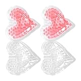 FONDOTIN 4 Stück Gel Eisbeutel Herzform Wiederverwendbare Kühlpacks Klein 8cm Transparent Rosa Gel Kühlakku für Verletzungen Schmerztherapie und Schönheitsanwendung