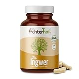 Ingwer Kapseln Bio 160 Stück | 500 mg Ingwer-Pulver pro Kapsel | aus 100% Ingwerpulver in höchster Bio-Qualität | für die vegane Ernährung geeignet | vom Achterhof