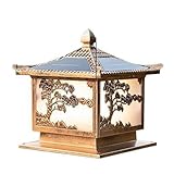 CMOLVUR Chinesische Stigma-Lampen, Metall, Glas, superhell, Stumpenlicht, Kreativität, Retro, Industrie-Stil, Säulenlampe, Tor-Poller, hohle Pfostenleuchten für Villa, Hof, Park, Rasen