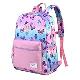 Kasgo Kinderrucksack Jungen, Niedlich Schulrucksack für 6-8 Jährige Mädchen Wasserabweisend Tagesrucksack Vorschulrucksack Kindergartentasche mit Brustgurt Schmetterling