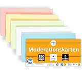 perfect line - 250 Moderationskarten, Light-Farben, Recycling-Karton 20 x 10,5 cm, Premium Qualität, Extra-Stark, Made in Germany, Blauer Engel zertifiziert