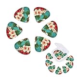 Gitarrenplektren mit Organizer-Aufbewahrungsbox, Hawaii-Blumen, Gitarrenplektrum für akustische, elektrische Gitarre, Plektrum (0,46 mm, 0,71 mm, 0,96 mm), 12 Stück