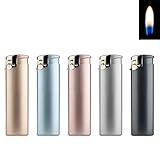 5 Feuerzeuge Metallic Matt Slim Line Feuerzeug mit Normalflamme Soft Flame Gas wiederbefüllbar Flammenstärke regulierbar Pastell Farben