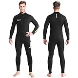 Owntop 5mm Neoprenanzüge für Männer - Erwachsenen Neopren Taucheranzug, Ganzkörper Wet Suit mit Vorderem Reißverschluss, Ultra Warme Flexible für Kaltes Wasser Tauchen Surfen, Herren Schwarz L