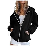 ZLQRSSWK Hoodie Damen Sweatjacke Kapuzenjacke Herbst Winter Lang Sweatshirt Kapuzenpullover Mit Kapuze Reißverschluss Mantel Oversize Pullover Zipper Sweatshirtjacke Oberteile