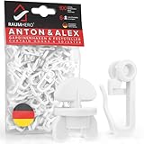 Raumhero® Gardinenröllchen für Schiene (Komplettset 100x Gardinenhaken inkl. 6X Stopper) - 8mm Standardmaß Gardinengleiter - Gardinenhaken für Schienen - 100% Made in Germany