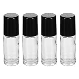 BAZEITFLOW 4 Stück 30 Ml Rolle On Flasche Auslaufsicher Glas Schwarz Nachfüllbare Flasche für Ätherische Öle Tragbare Unterverpackungsflasche für Aromatherapie und Reisen