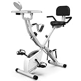 KURONO Heimtrainer für Home Workout Stationäres Fahrrad mit Tisch | Faltbare Indoor Cycling Spin Bike für Senioren | 330 LB Kapazität und Sitz Rückenlehne Anpassungen