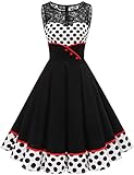 Bbonlinedress Rockabilly Kleider Damen elegant Kleid festlich Vintage cocktailkleid Weihnachtskleid Abendkleider Petticoat Kleid Winterkleid White Black Bdot M