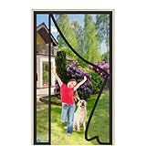 Fliegenvorhang Balkontür Magnet 150x235cm Magnetisches Moskitonetz Insektenschutz Vorhang Moskitonetz türe Ohne Bohren für Kinderzimmer Schwingtür Terrassentür Schwarz