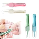 4 Stück Baby Nasenpinzette, Baby Sicherheits Pinzette, Nasenreinigung Pinzette Rundkopf, Kunststoff Pinzette für Nasenreinigung