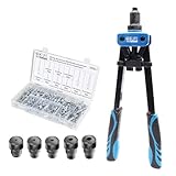 CCLIFE Nietenzange Set Blindnietzange Popnietenzange Nietzange 5tlg Mundstücken inkl. 320tlg Blindnieten 2,4 | 3,2 | 4,0 | 4,8 | 6,4mm