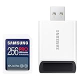 Samsung PRO Ultimate SD-Karte, 256 GB, UHS-I U3, Full HD & 4K UHD, 200 MB/s Lesen, 130 MB/s Schreiben, Speicherkarte für Kamera, PC, Drohne oder Action-Cam, Inkl. USB-Kartenleser, MB-SY256SB/WW