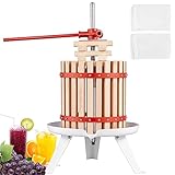 VEVOR Obstpresse Saftpresse Beerenpresse 6 L, Fruchtpresse 17,5 x 26 cm Zelkova-Holz Manuelle Obstpresse, Apfelpresse Weinpresse Maischepresse Saftpresse Entsafter Obstmühle mit Filtertüten