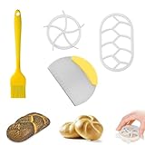 HXSYKJDM 4 Stück Brötchenstempel Set, Brotpresse, Brotstempel mit Dough Scrape und Teigschaber, Semmeldrücker für Selberschneiden von Brot