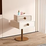 Nachttisch Kommode Nachttisch mit 2 Schubladen, Holz schmaler Beistelltisch mit drehbarer Platte Massivholz Nachttisch Nordischer Stil für Schlafzimmer