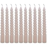 MIJOMA Set Geburtstagskerzen, Baumkerzen, Weihnachtskerzen, Pyramidenkerzen, Christbaumkerzen aus Wachs für Weihnachtsbaum Geburtstagsfeiern Torten, Lange Brenndauer, Ø11x105 mm (10, Beige Twisted)