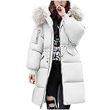 KQIVAM Wintermantel Damen Daunenmantel Winterjacke Lang Puffer Jacke Warm Gefüttert Winterparka Winter Mantel Parka Steppmantel Daunenjacke Daunenmantel mit Kapuze und Reißverschluss