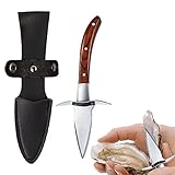 KINHARD Austernöffner, Austernöffner mit Handschutz，Geeignet Holzgriff Edelstahl Oyster Shucker, für Muscheln, Meeresfrüchte, Werkzeuge