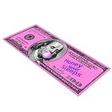 Badematte aus Dollar – Motiv rosa Münzen, weiches Vlies | Unterseite mit Bargelddruck, bequem, dekorativer Plüschteppich, Bodenakzent für Badezimmer