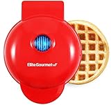 Elite Gourmet EWM015R Mini-Waffeleisen, elektrisch, mit Antihaftbeschichtung, Belgische Waffeln, kompaktes Design, Rösti, Keto, Snacks, Sandwiches, Eier, leicht zu reinigen, rot