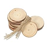 GALPADA 10 Stück Teiliges Naturholzscheiben mit Bohrung Stabile Leichte Holzplättchen für DIY Basteln Weihnachtsbaum Deko Baumscheiben für Handwerk und Christbaumschmuckgestaltung