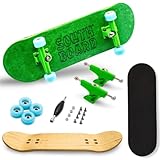 SOUTHBOARDS® Holz Fingerboard Set in Grün/Grün/Blau - 30mm Deck - Kugellager & hochwertigen Achsen - Finger Skateboard mit Grip Tape - für Anfänger und Fortgeschrittene geeignet