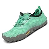 SAGUARO Kinder Barfußschuhe Jungen Atmungsaktiv Wasserschuhe Surfschuhe Mädchen Sport Schnell Trocknend Schwimmschuhe Sommer Unisex Leicht Gymnastikschuhe Zehenschuhe, Grün 35 EU