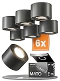 MATO® 6x LED Aufbauspot schwarz - extra flach & schwenkbar - Ø80x50mm - Aufputz Spots Decke inkl. 5W LED Modul 230V - 3000K warmweiß - Deckenspots, Aufbaustrahler, Aufputz Deckenstrahler LED