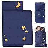 Schlafmatten für Kleinkinder im Vorschulalter, 50, 8x116, 8cm, Stern- und Mondmuster, aufrollbare Kleinkind-Schlafmatte mit Kissen und Decke, tragbarer Schlafsack für Kindertagesstätte