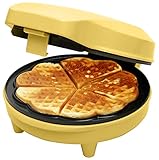 Bestron Waffeleisen für klassische Herzwaffeln, Waffelmaker mit Antihaftbeschichtung für Waffeln in Herzform, Retro Design, 700 Watt, Farbe: Gelb