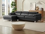 Vente-unique - Ecksofa Leder - Schwarz - Ecke Links - Excelsior II