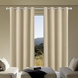Moderne Verdunkelungsvorhänge, 125 x 190 cm, geräuschreduzierend, Fenstervorhänge für Wohnzimmer, stilvolle Fensterbehandlungen mit Ringen, cremefarben
